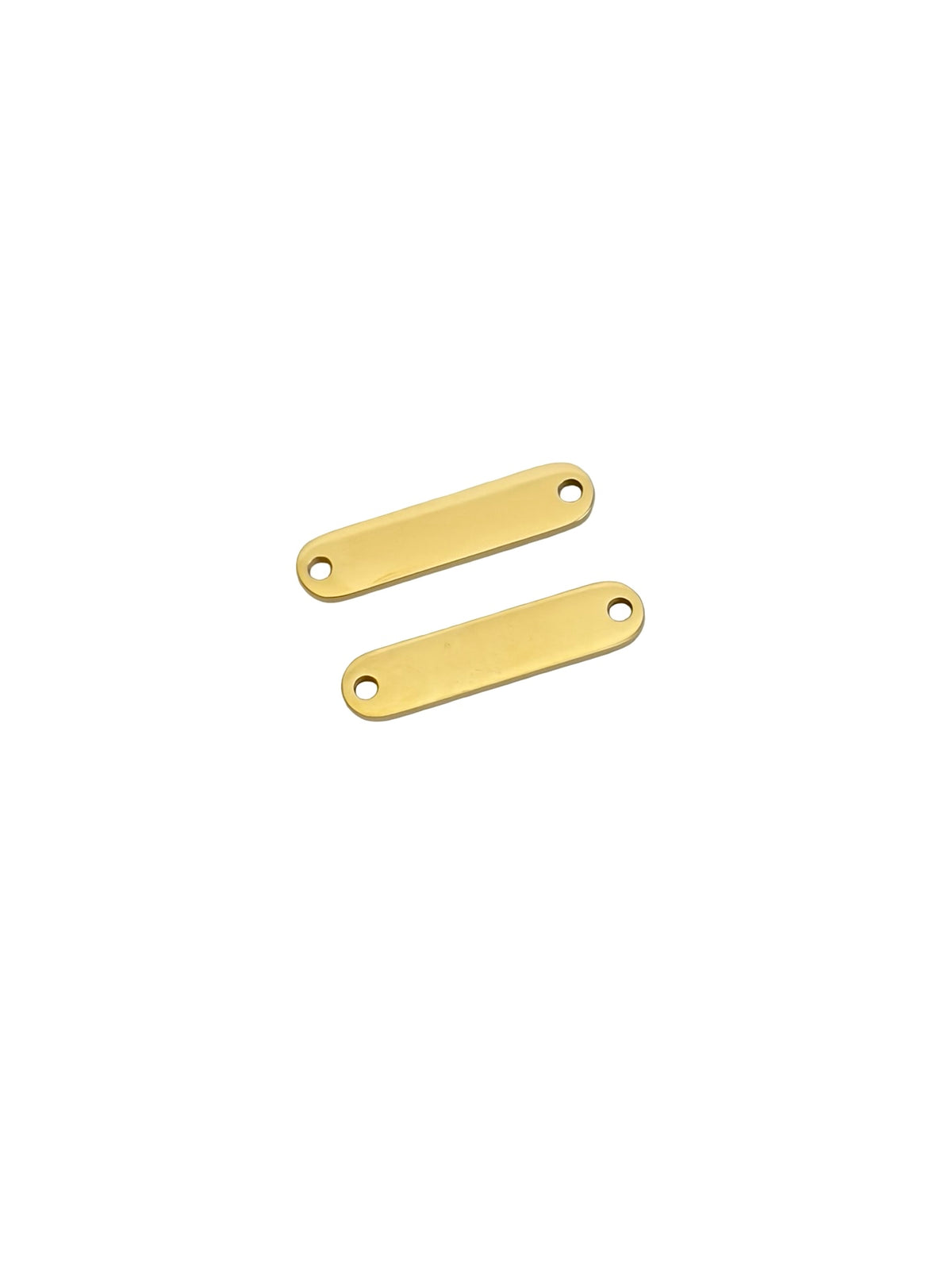 Polished Mini Oval Blank Bar Charm • 5mm x 22mm Stainless Steel or Gold Over Stainless Steel • Engravable Bar Pendant