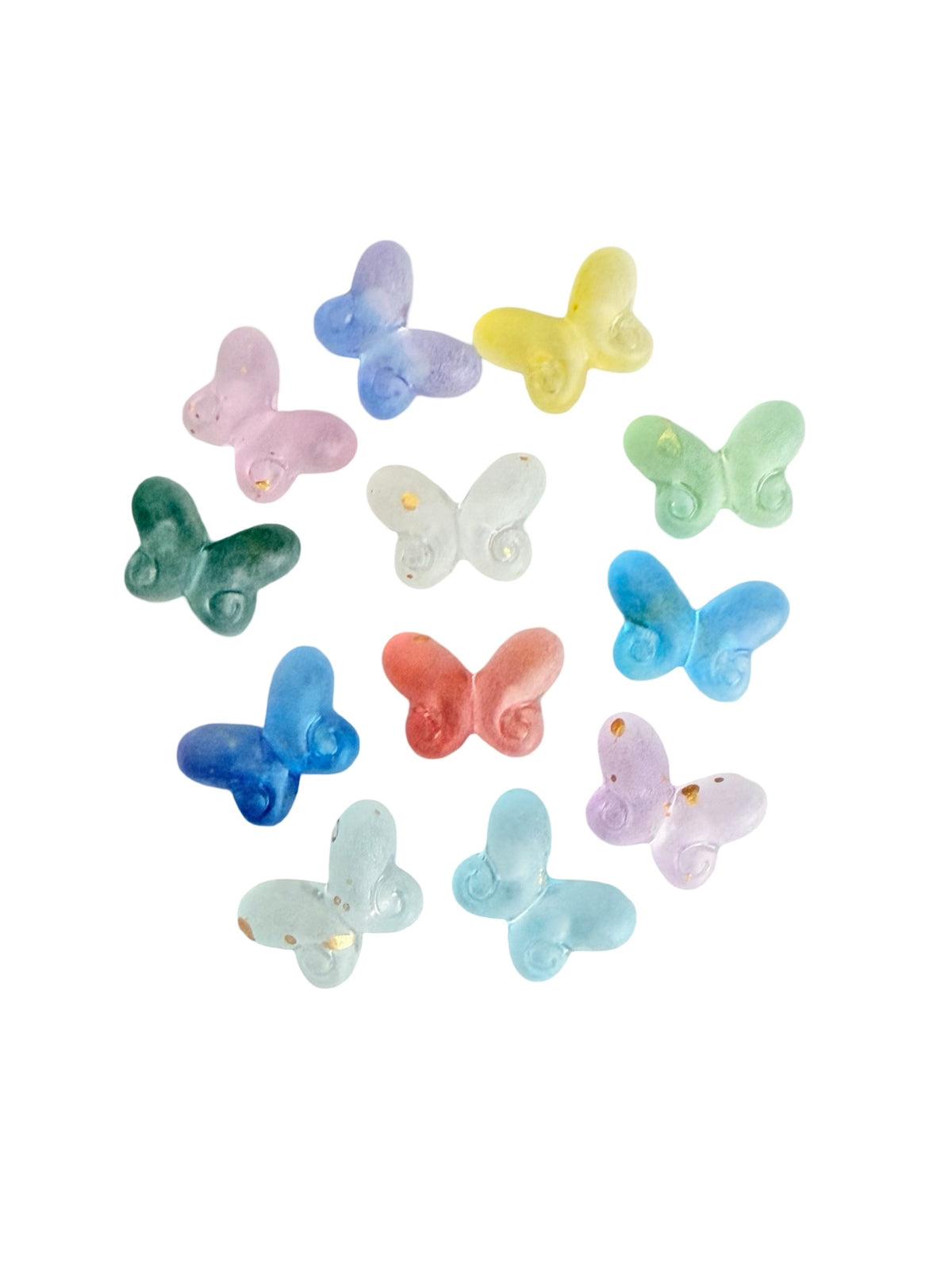 Small Acrylic Butterfly Beads • Random Mix of Transparent or Matte with Gold Dust • Butterfly Beads for Jewelry Making