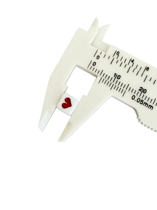 6mm Big Hole Acrylic Square Beads with Red Hearts • Heart Beads for Jewelry Making
