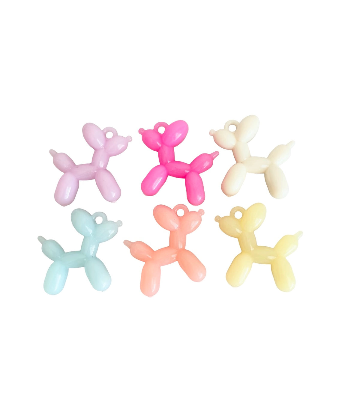 Large Acrylic Balloon Dog Charms • Random Mix of Translucent Pastel Colors • Dog Charms for Jewelry Making