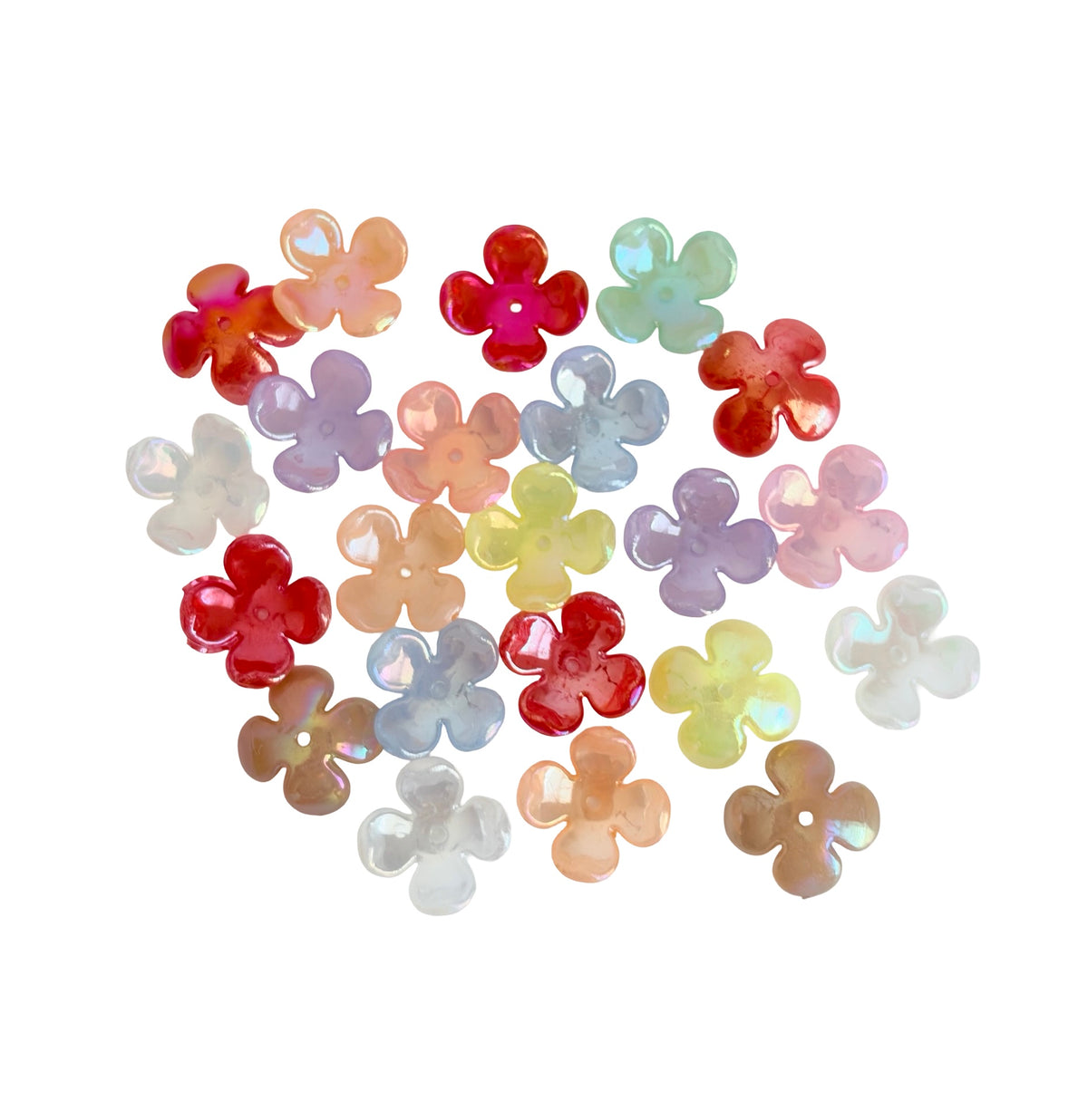 16mm Acrylic Hydrangea Flower Petal Beads (4-Petal) • Pearl-like • Random Mix Colors