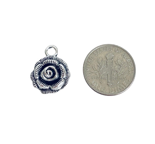 Base Metal Small Rose Charm