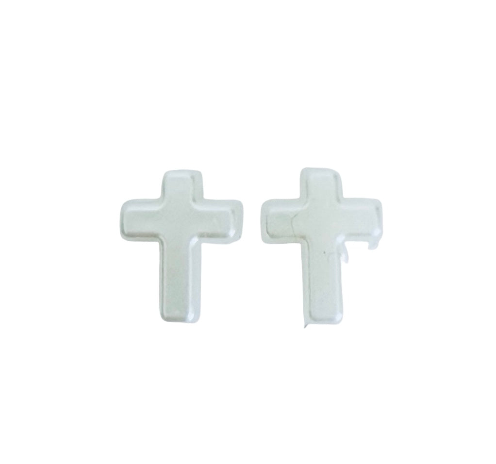 Faux Pearl Cross Beads • 12mm x 15mm • Jewelry Making Beads