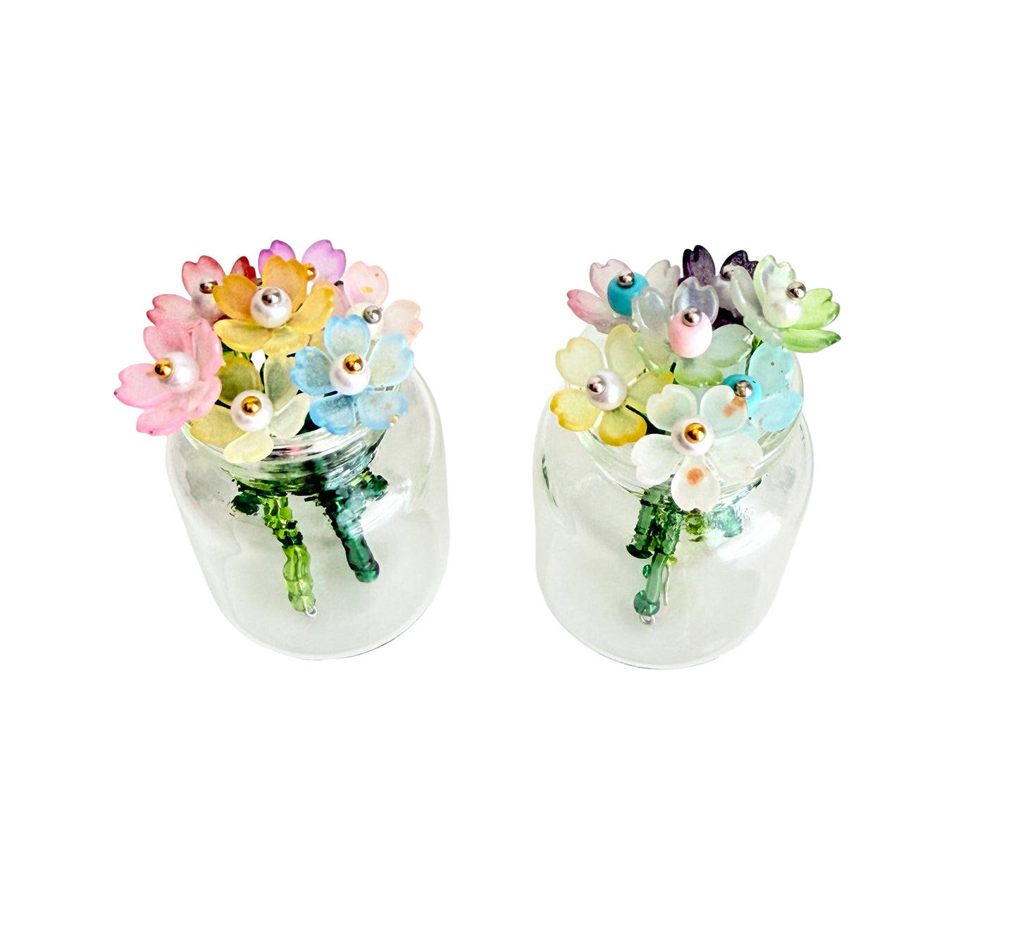 2" Handmade Mini Beaded Flower • Cherry Blossom / Tulip / Morning Glory Flowers • Seed Bead or Tube Bead Stem • Bulk Options Available