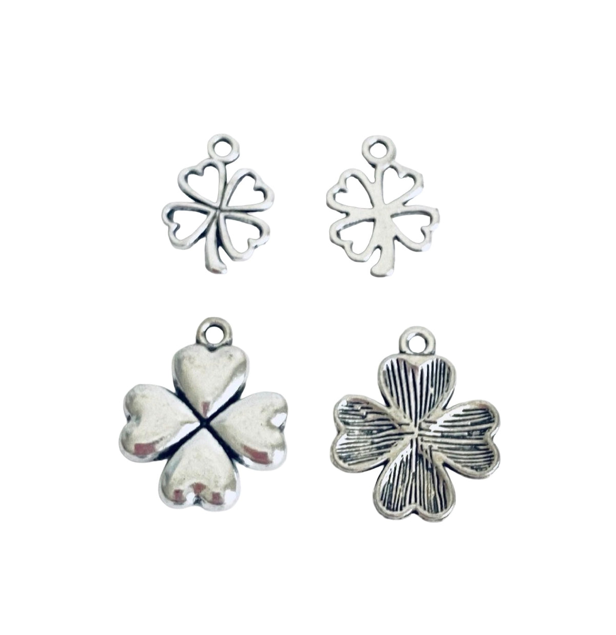 Base Metal Four-Leaf Clover Charm (Hollow & Solid Style)