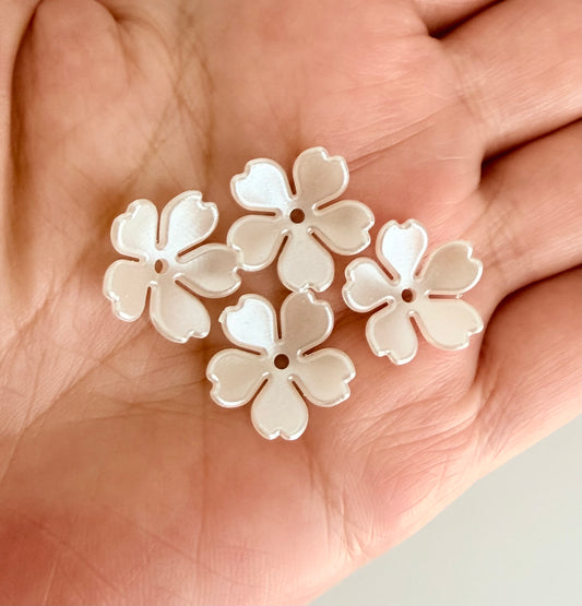 White Acrylic Cherry Blossom Flower Beads