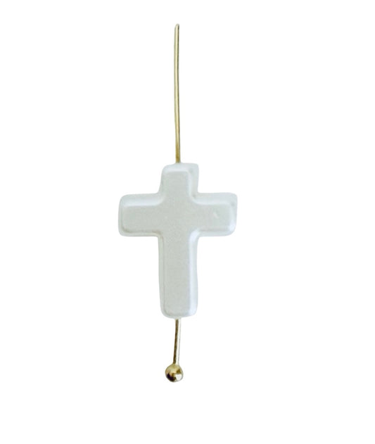 Faux Pearl Cross Beads • 12mm x 15mm • Jewelry Making Beads