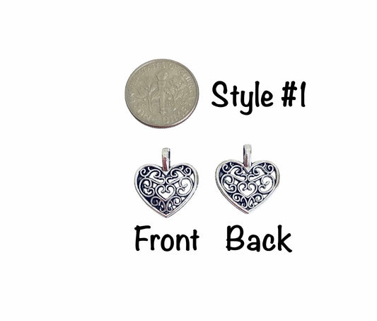 Base Metal Filigree Heart Charms