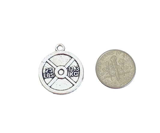 Base Metal Dumbbell Plate Charm