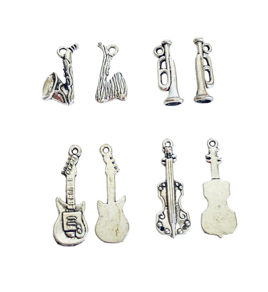 Base Metal Musical Instrument Charms (Saxophone • Trumpet • Guitar • Violin)