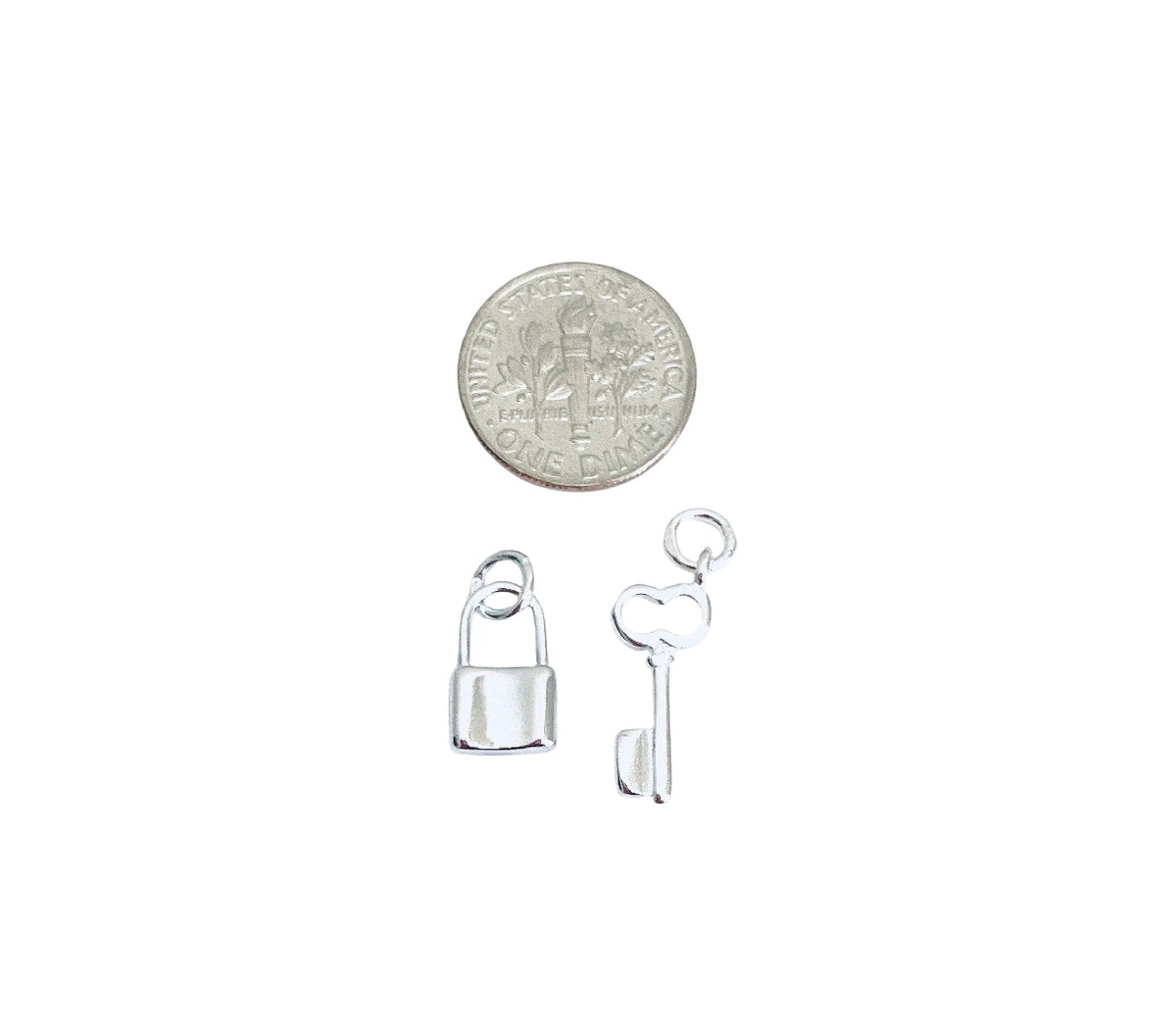 Sterling Silver Key & Lock Charm Set