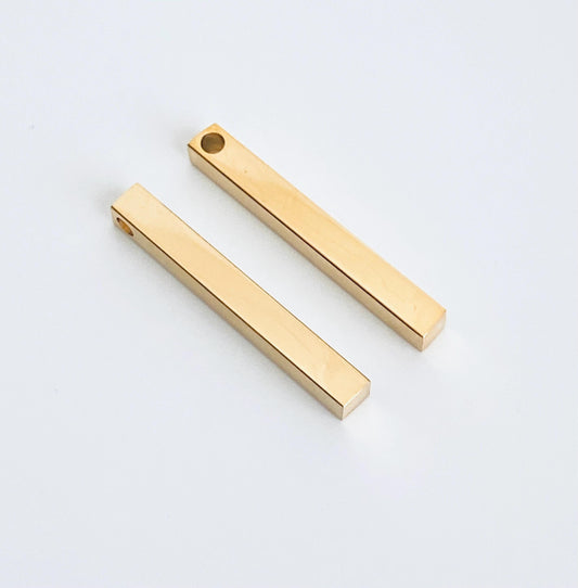 Long Square Bar Blank 5x40mm – Stainless Steel, Gold or Rose Gold over Stainless Steel • Engravable Bar Pendant for Jewelry Making