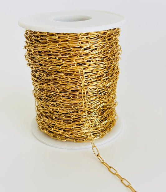 Mini Paperclip Chain for Jewelry Making • Stainless Steel or Gold Over Stainless Steel Small Paperclip Link Chain for Necklaces & Bracelets