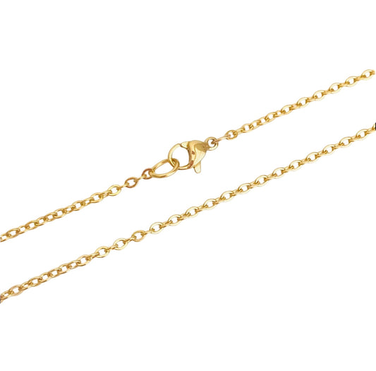 Flat Cable Chain Necklace • Stainless Steel • Gold over Stainless Steel • Rose Gold over Stainless Steel