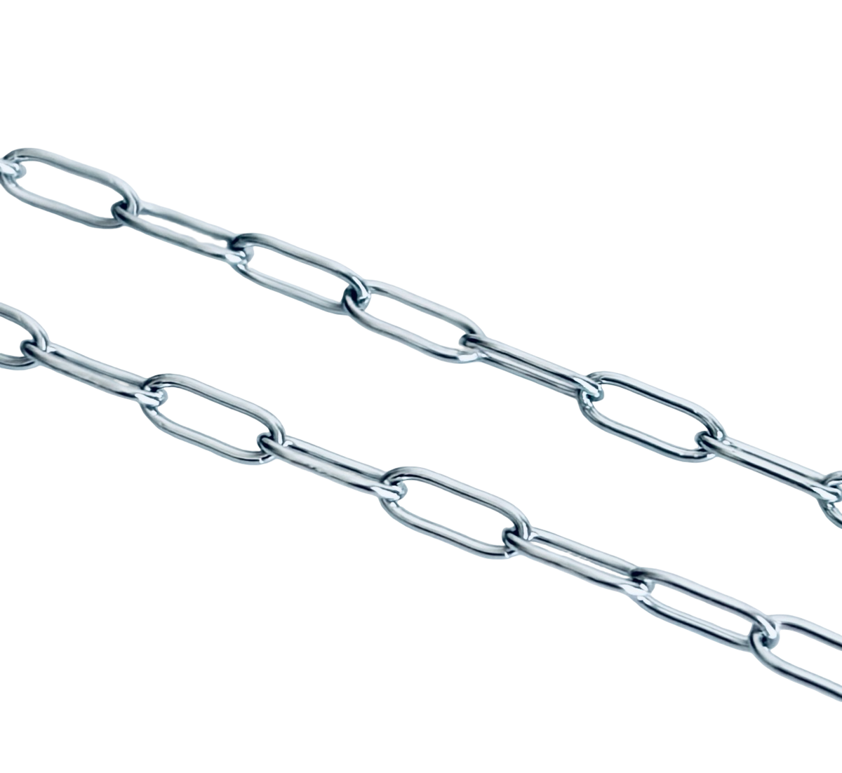 2.5mm x 6mm Mini Paperclip Chain • Stainless Steel & Gold over Stainless Steel • Sold by the Foot