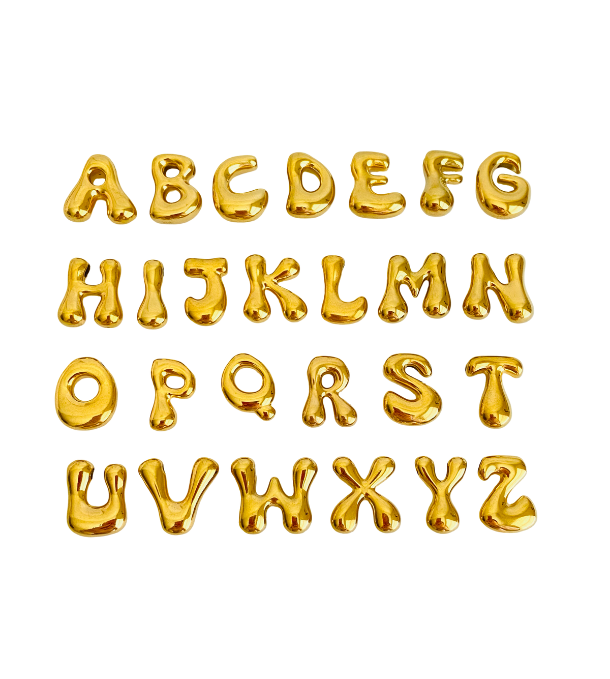 Large Bubble Letter Charm (A-Z) • Stainless Steel • Gold over Stainless Steel • Sold Individually