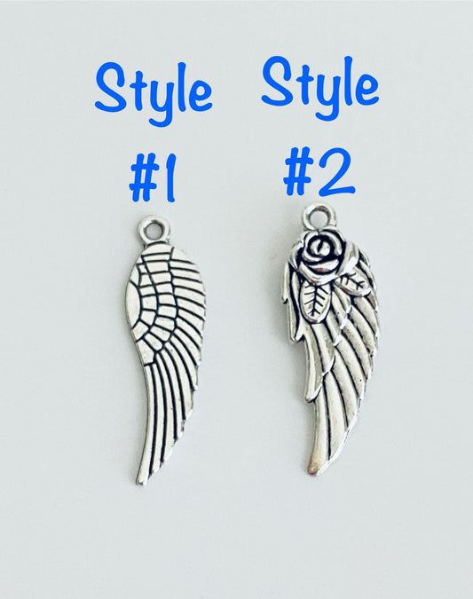 Base Metal Angel Wing Charm
