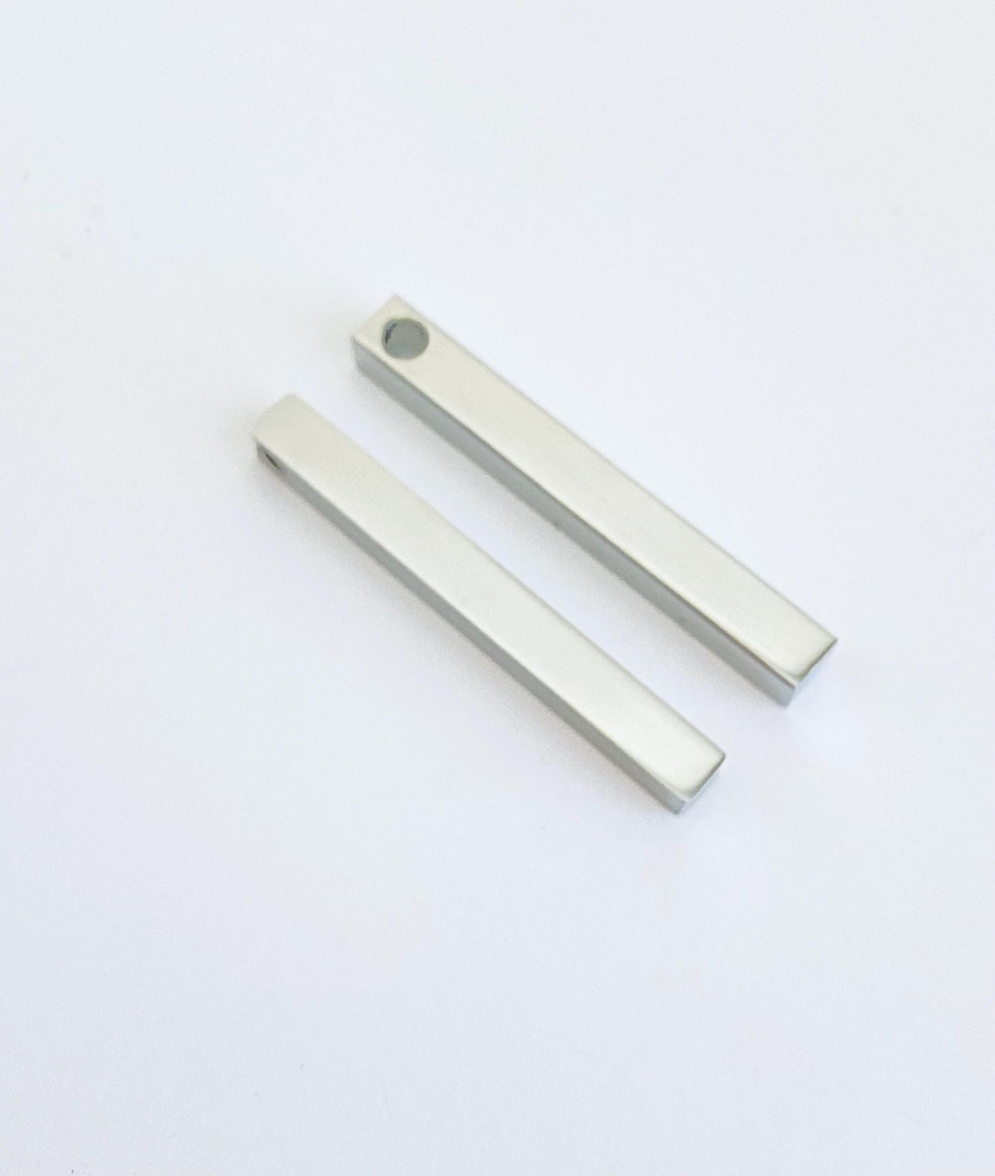 Long Square Bar Blank 5x40mm – Stainless Steel, Gold or Rose Gold over Stainless Steel • Engravable Bar Pendant for Jewelry Making