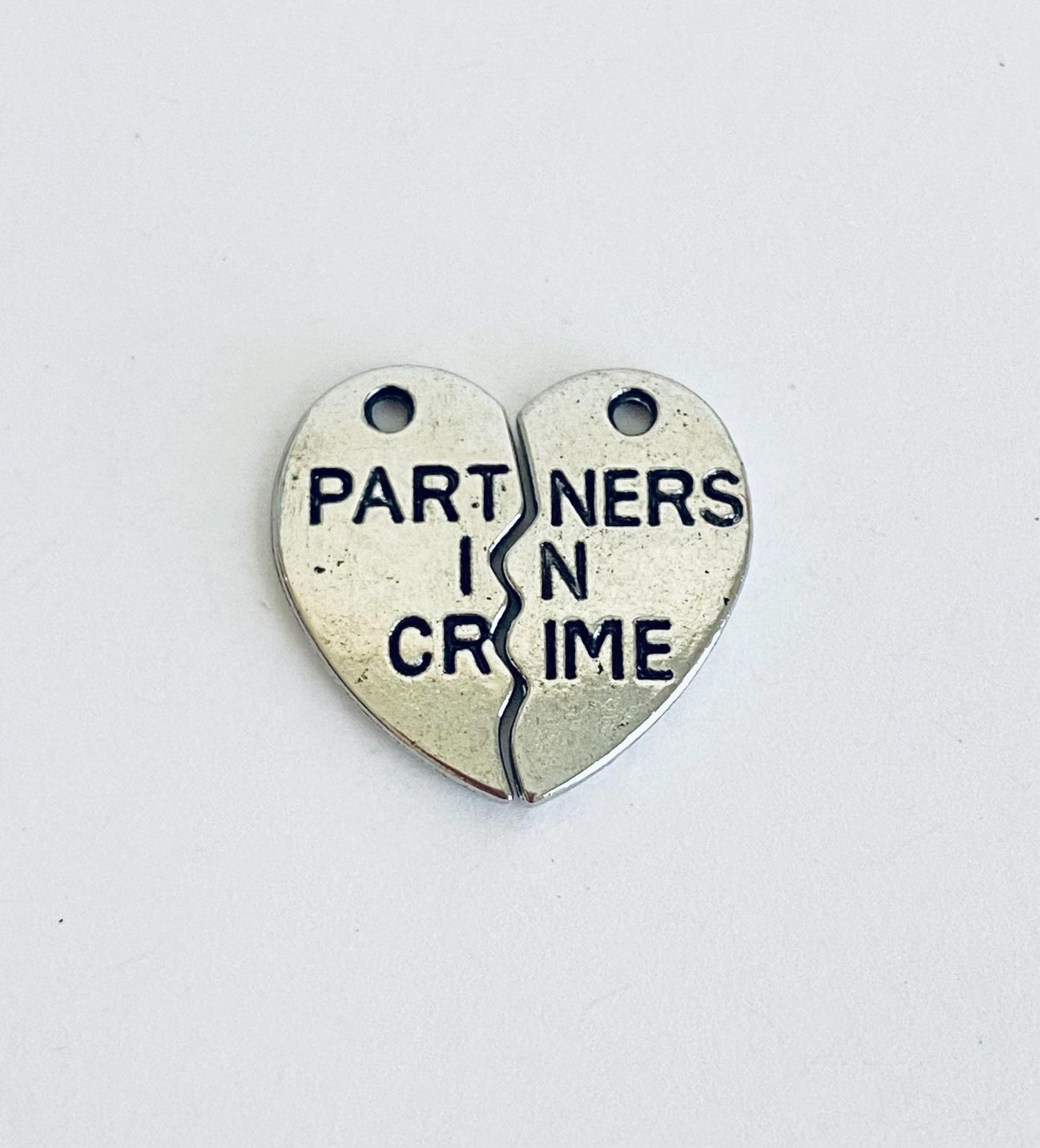 Partners in Crime Heart Charm (2 pieces)