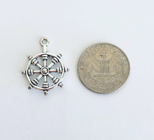 Base Metal Ship Wheel Charm