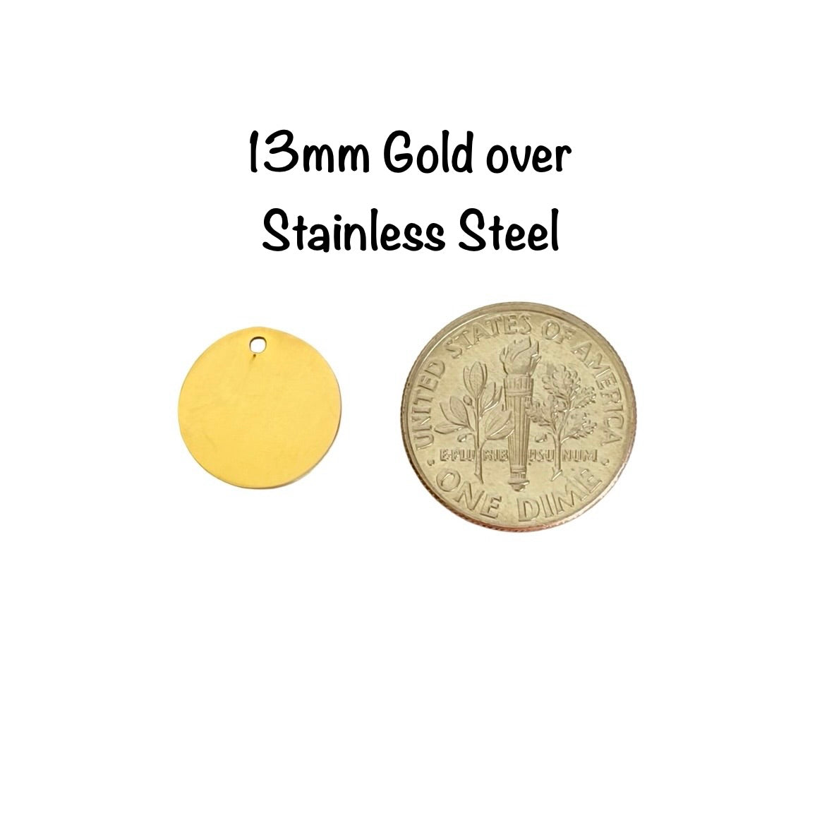 13mm Shiny Round Blanks • Stainless Steel • Gold over Stainless • Rose Gold over Stainless