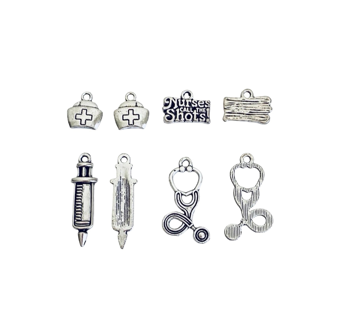 Base Metal Medical Occupation Charms (Nurse Cap • Nurses • Syringe • Stethoscope)