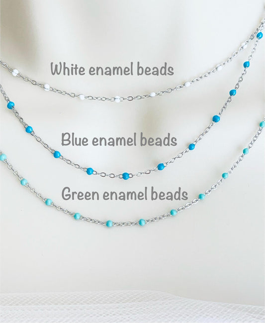 Minimalist Stainless Steel Enamel Chain Necklace