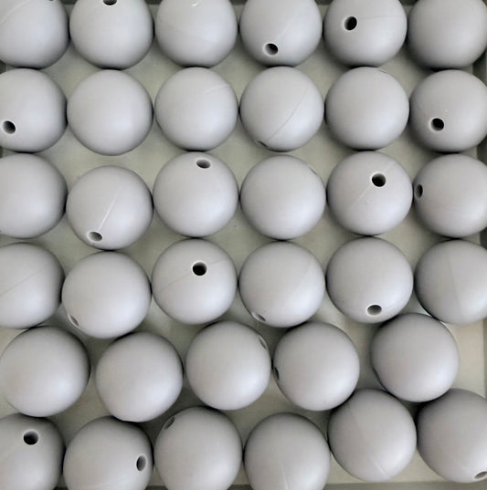 15mm Grey Silicone Beads • Round Beads (Sold Per Piece) for Jewelry Making, Keychains & DIY Crafts