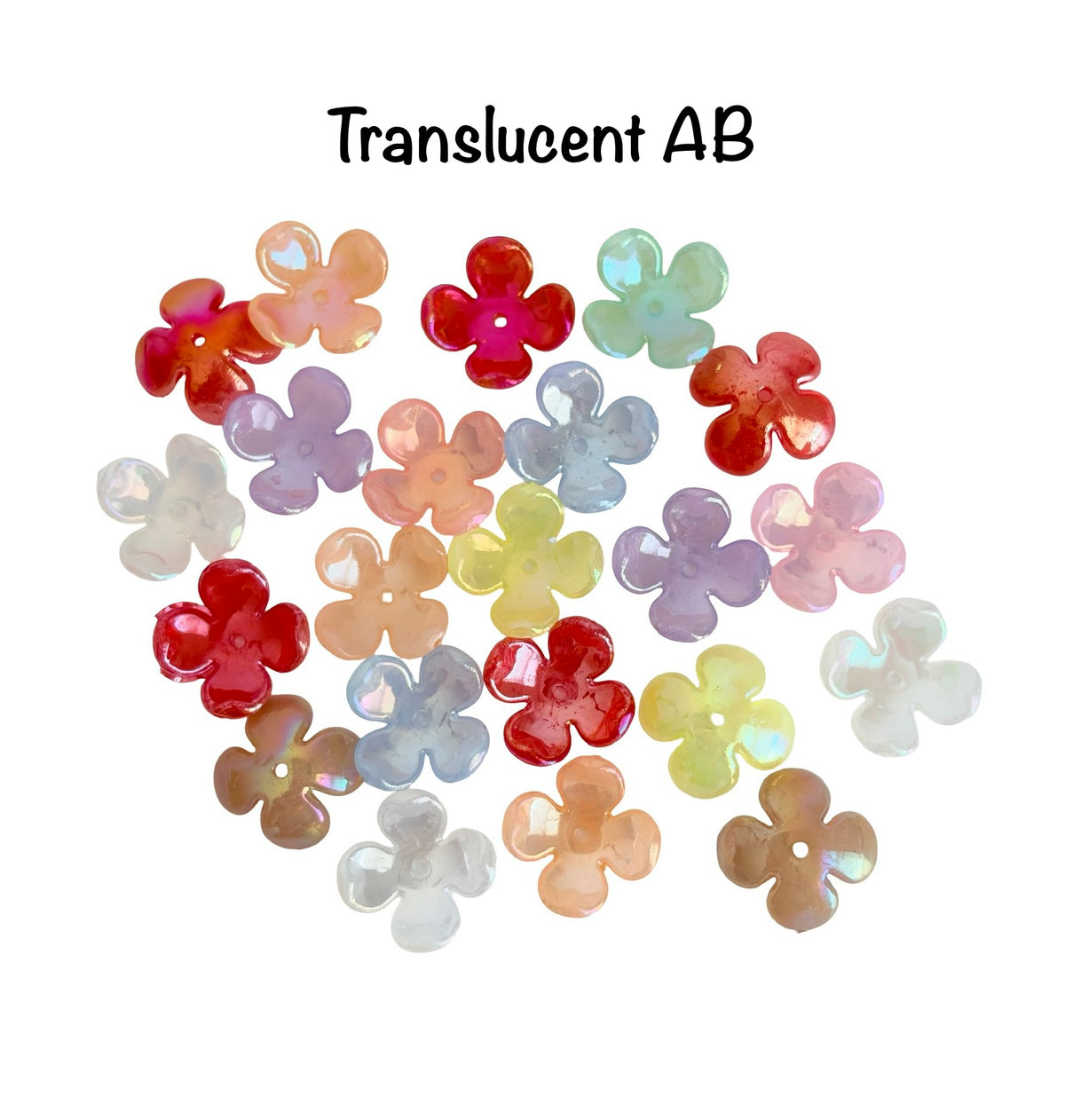 16mm Acrylic Hydrangea Flower Petal Beads (4-Petal) • Pearl-like • Random Mix Colors