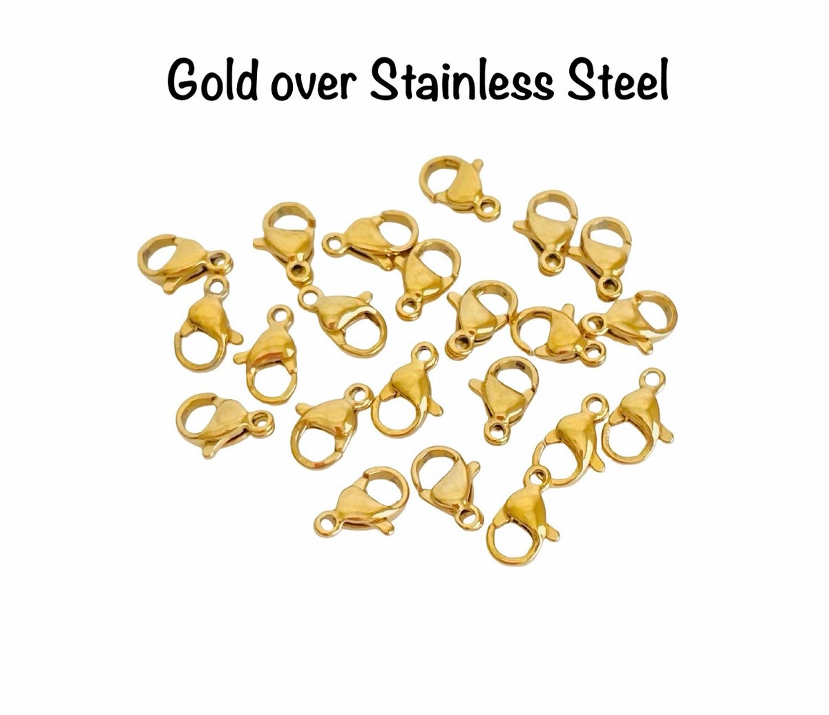 9mm Lobster Clasp • Stainless Steel, Gold Over Stainless Steel & Rose Gold over Stainless Steel
