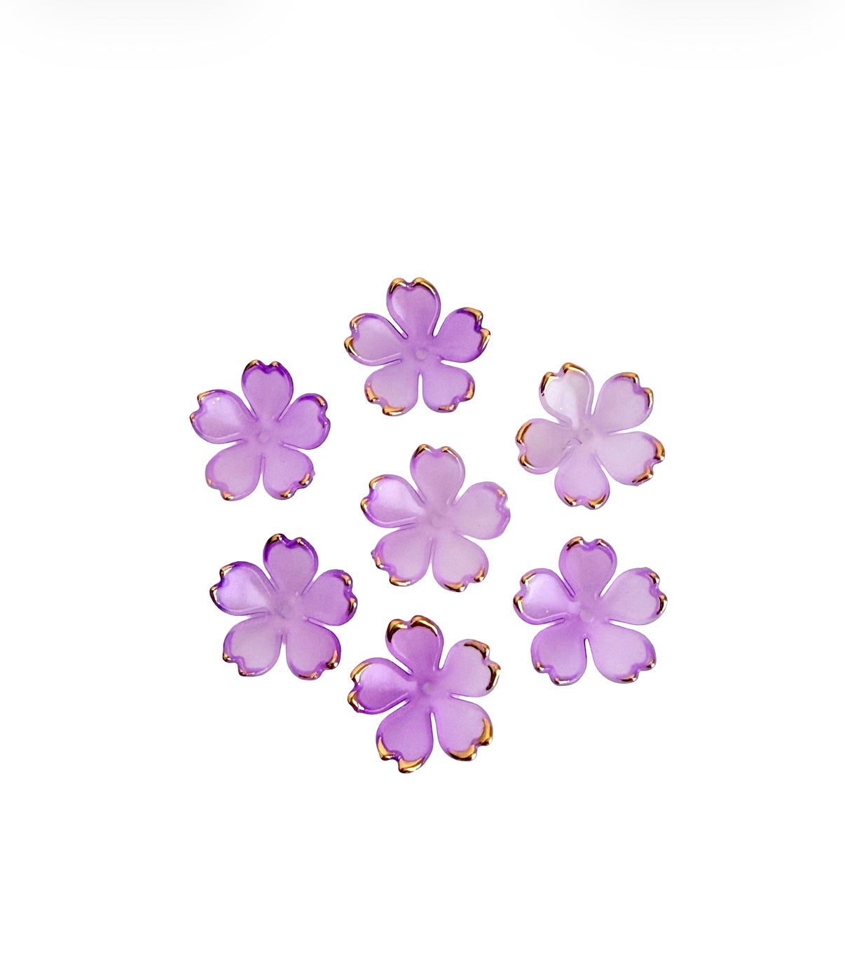 15mm Cherry Blossom Flower Beads with Gold Trim