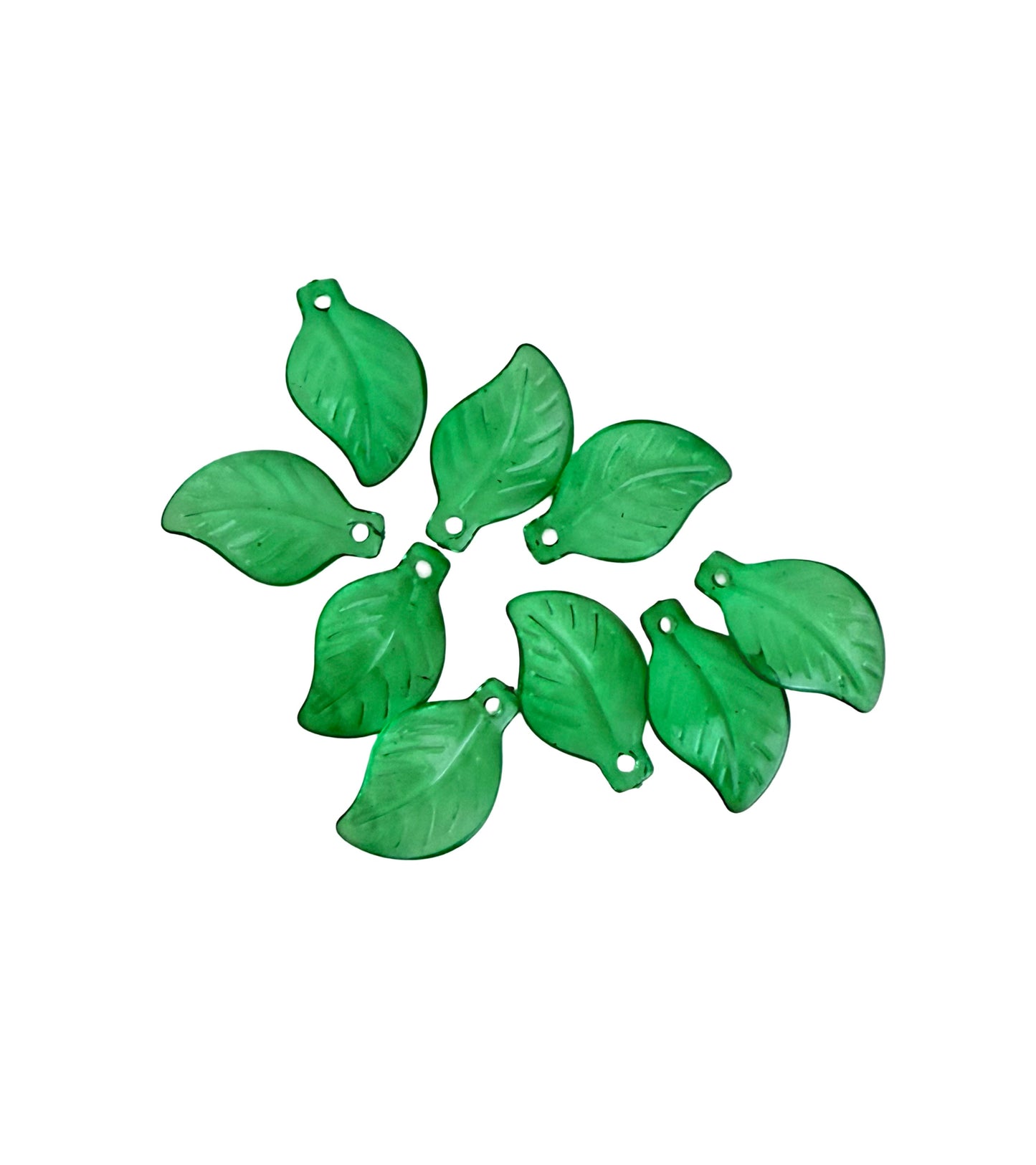 Acrylic Green Leaf Beads • Transparent Leaf Charms in 2 Styles