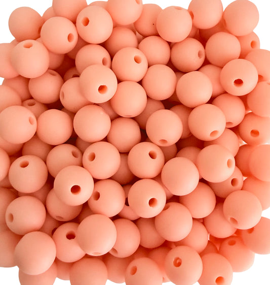 Matte Peach Pink Acrylic Round Beads • 6mm, 8mm & 10mm