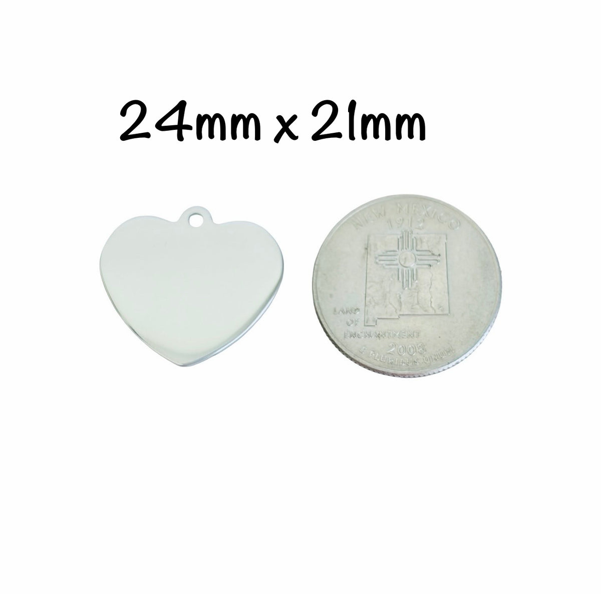 Shiny Stainless Steel Heart Blanks • 19mm • 24mm x 21mm