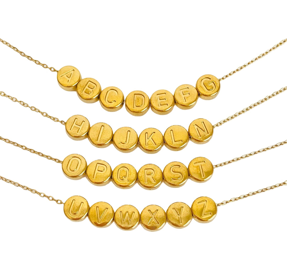 6mm Round Initial Bead (A-Z) • Stainless Steel • Gold over Stainless Steel • Sold Individually