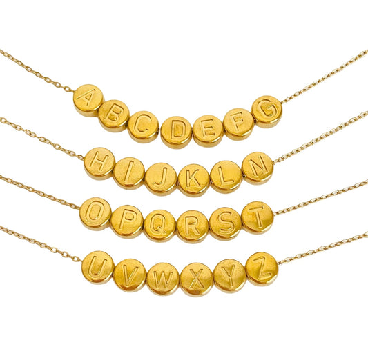 6mm Round Initial Bead (A-Z) • Stainless Steel • Gold over Stainless Steel • Sold Individually