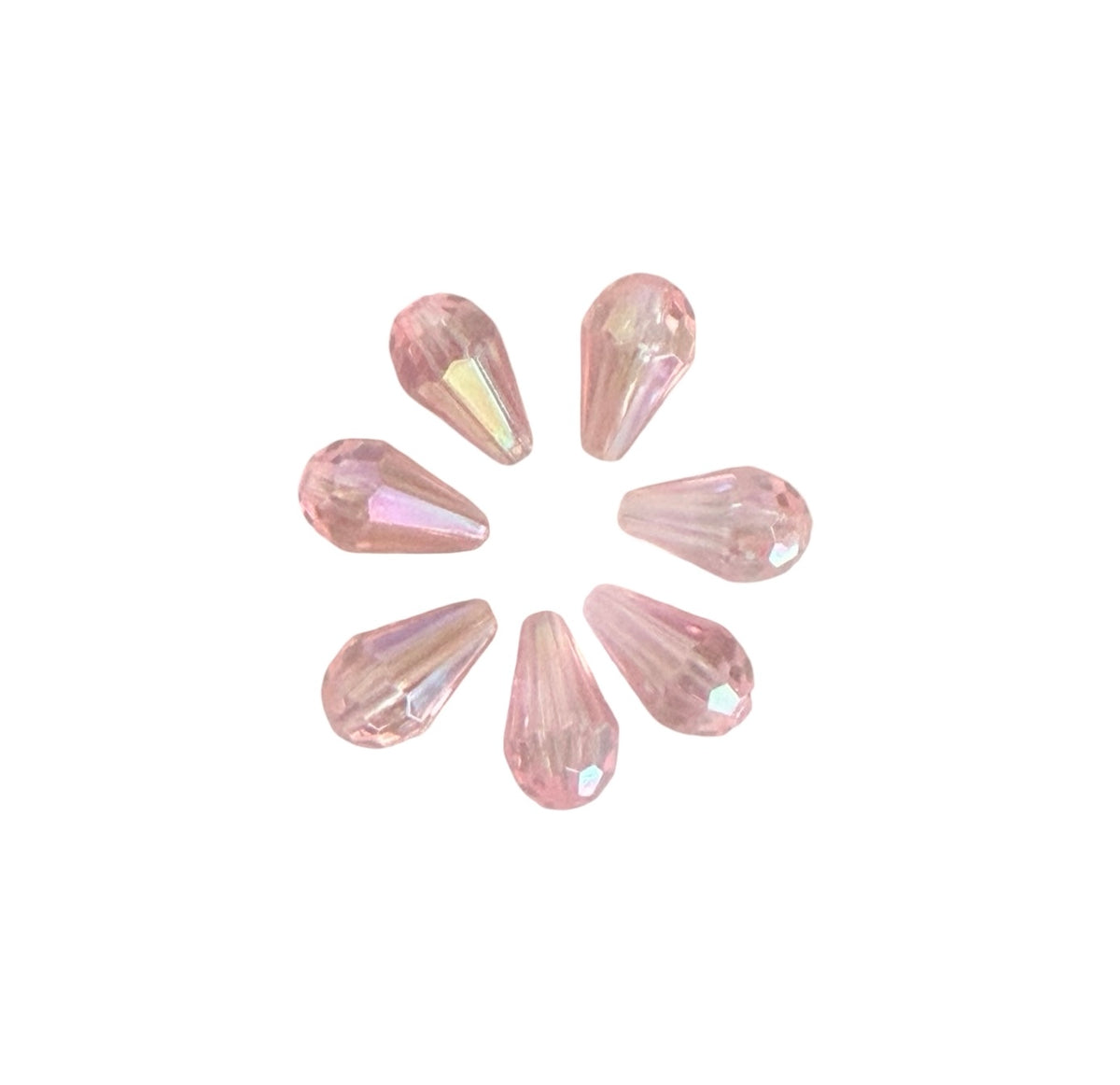 8x12mm Faceted Acrylic Teardrop Beads • White, Pink & Lavender AB • Jewelry Making