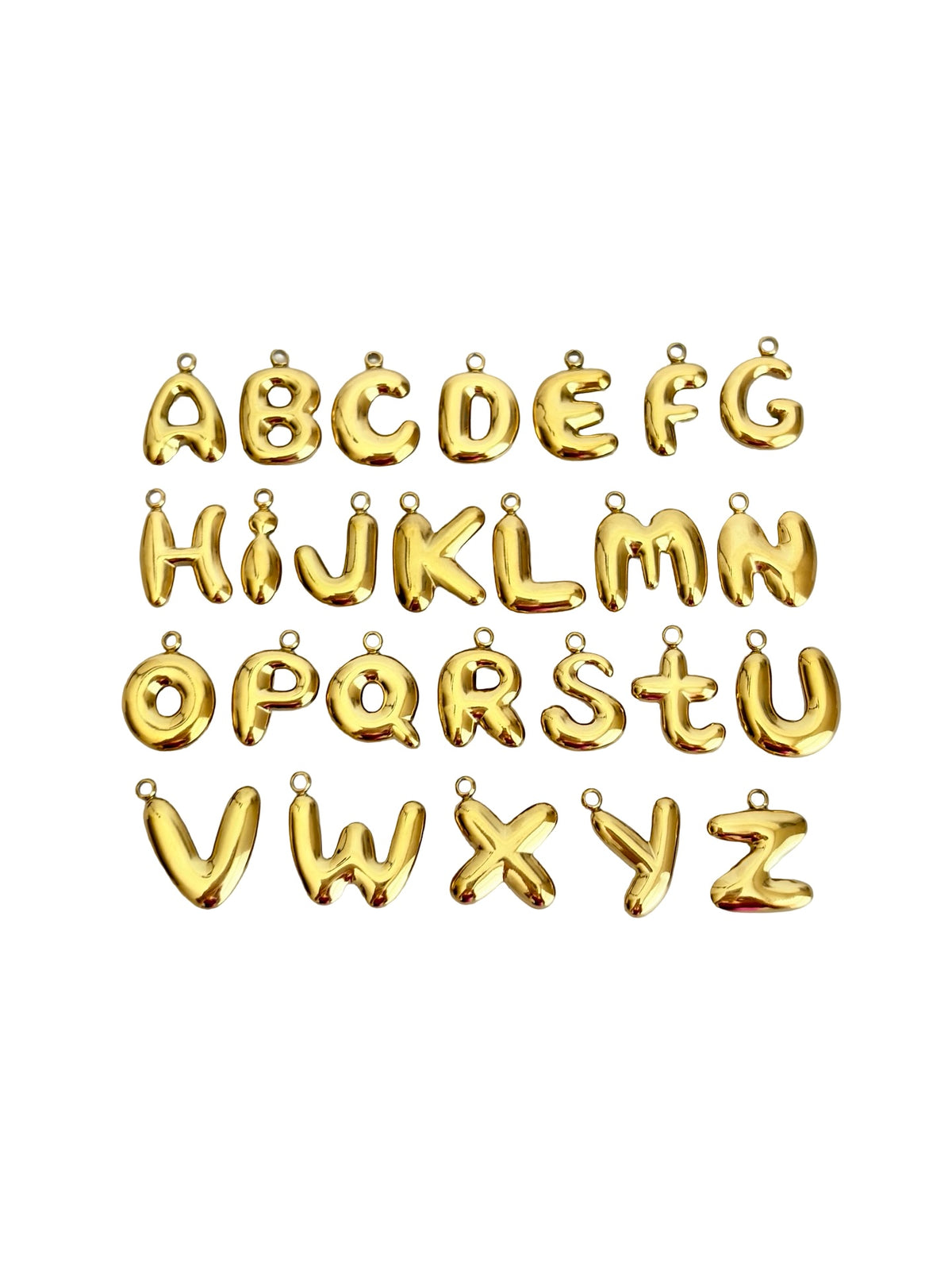 Large Bubble Letter Pendant (A-Z) • Stainless Steel • Gold over Stainless Steel • Sold Individually