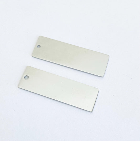 Stainless Steel Long Blank Tag with Polished Finish •  Engravable Rectangle Tag for Jewelry Making, Keychains & Personalized Gifts