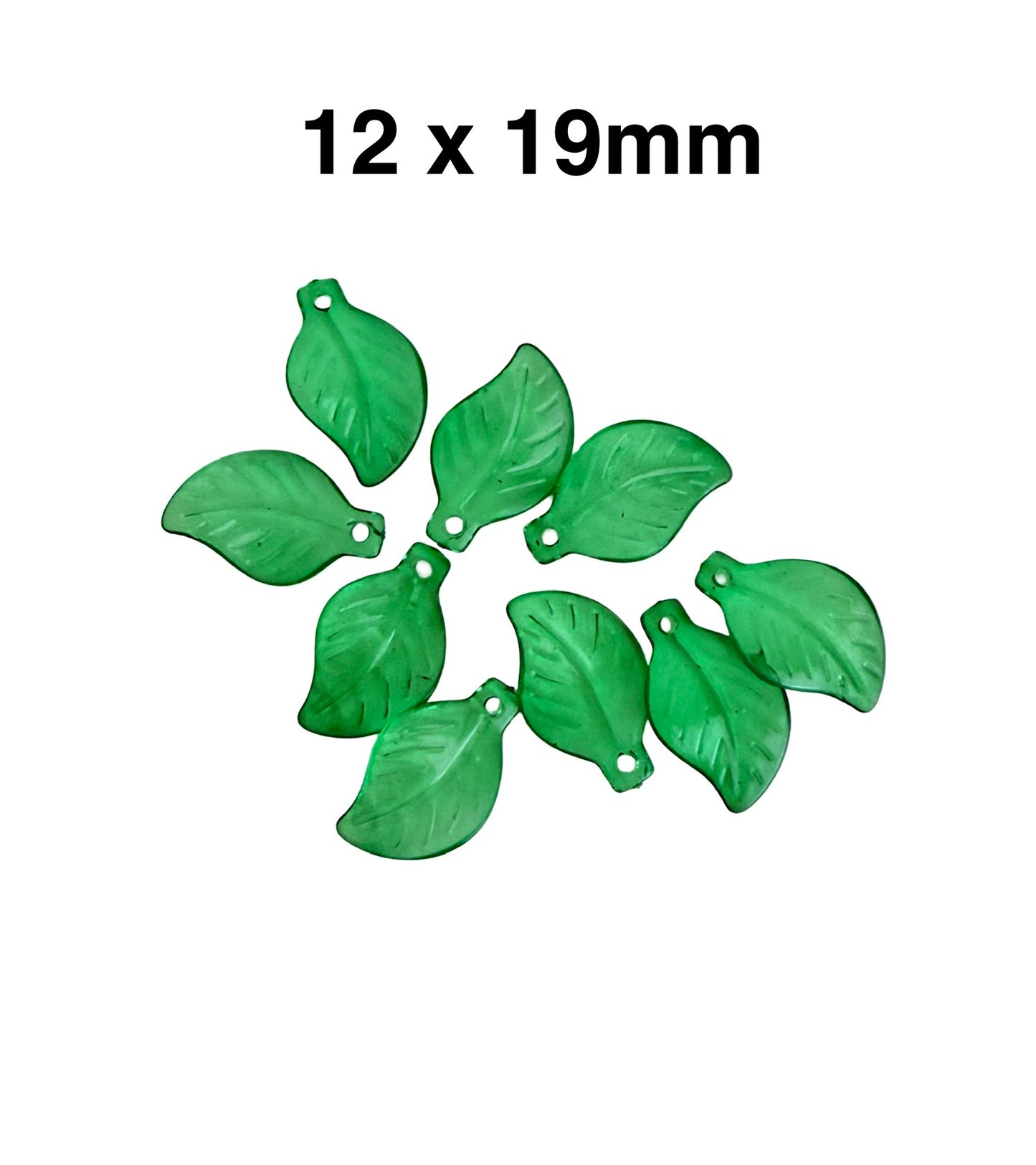 Acrylic Green Leaf Beads • Transparent Leaf Charms in 2 Styles