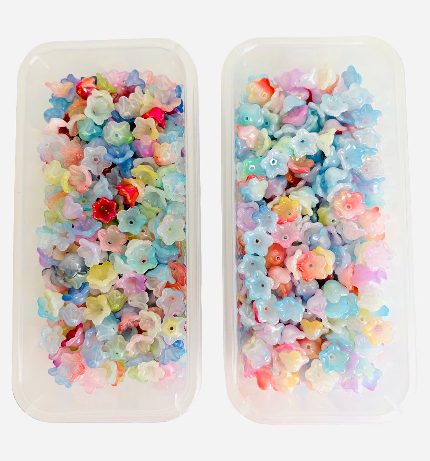 Acrylic Morning Glory Flower Beads • Pastel & Pastel AB Floral Beads for Jewelry Making, Lightweight Plastic Flower Beads