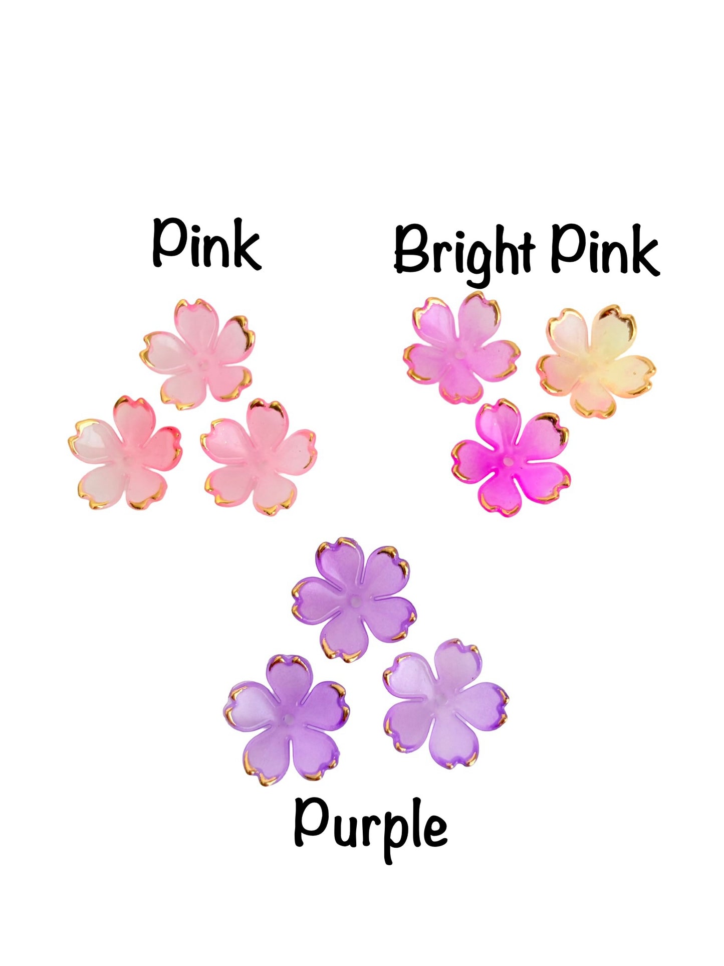 15mm Cherry Blossom Flower Beads with Gold Trim