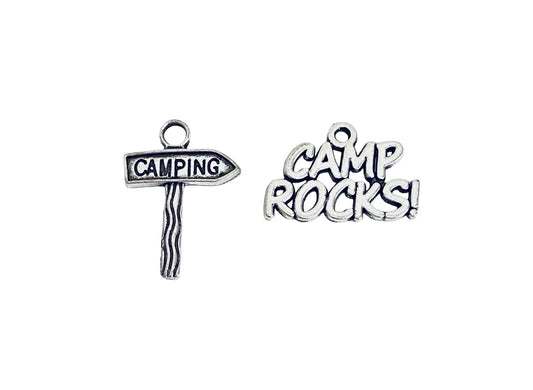 Base Metal Camping Charms (Camping Post • Camp Rocks)