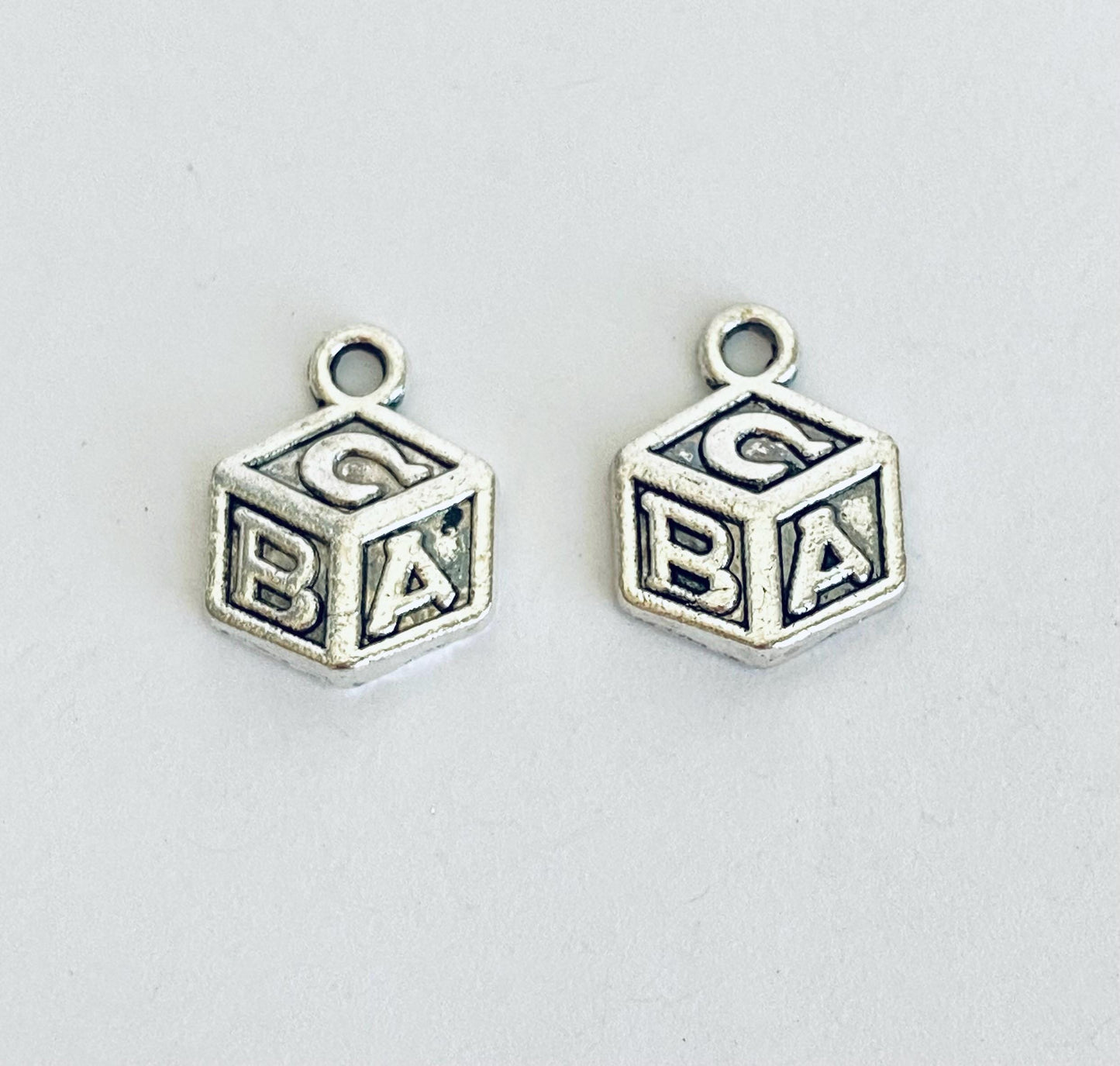 Base Metal Baby Alphabet Baby Block Charm