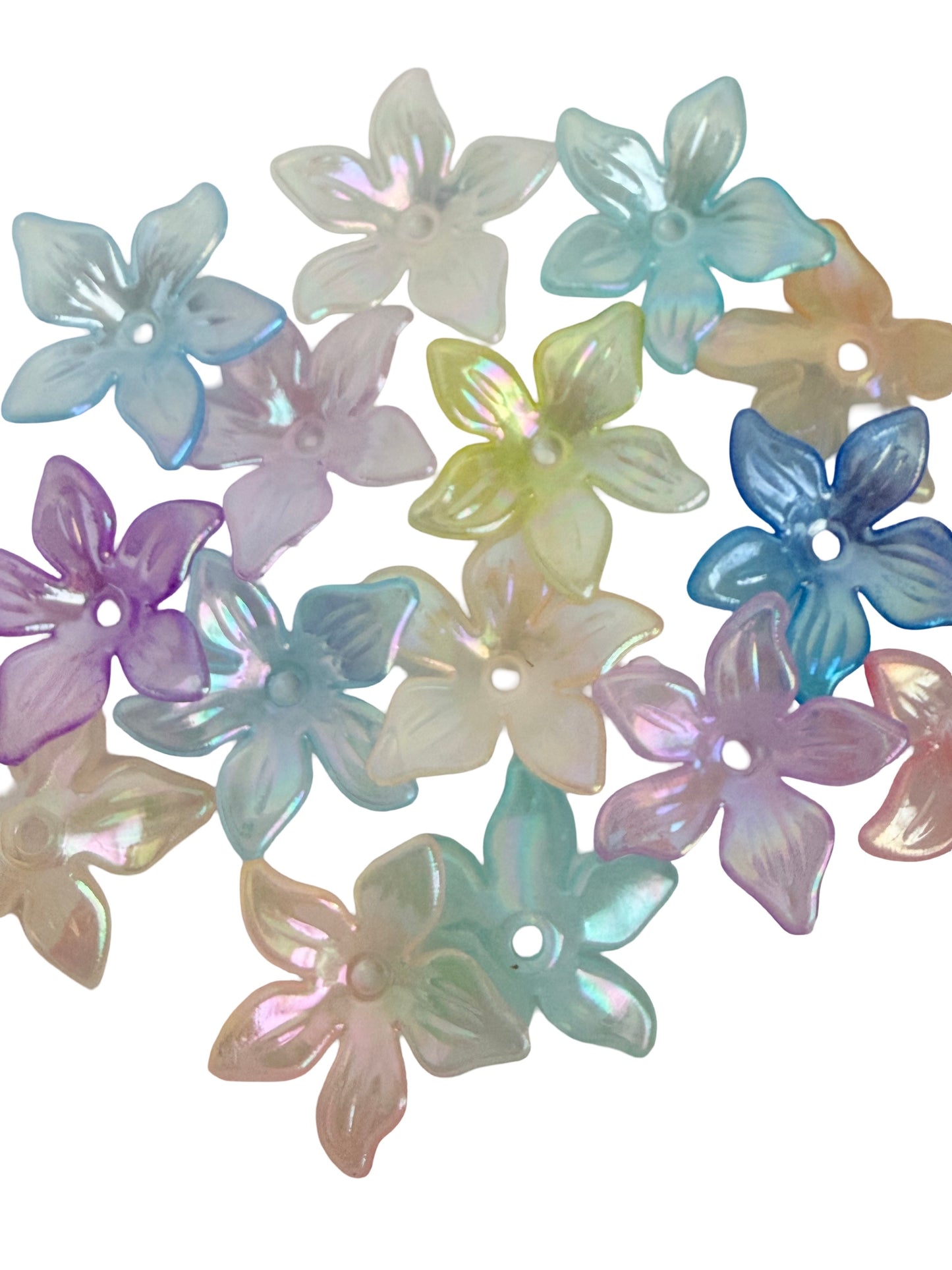 Mixed Color AB Transparent Bauhinia Flower Beads