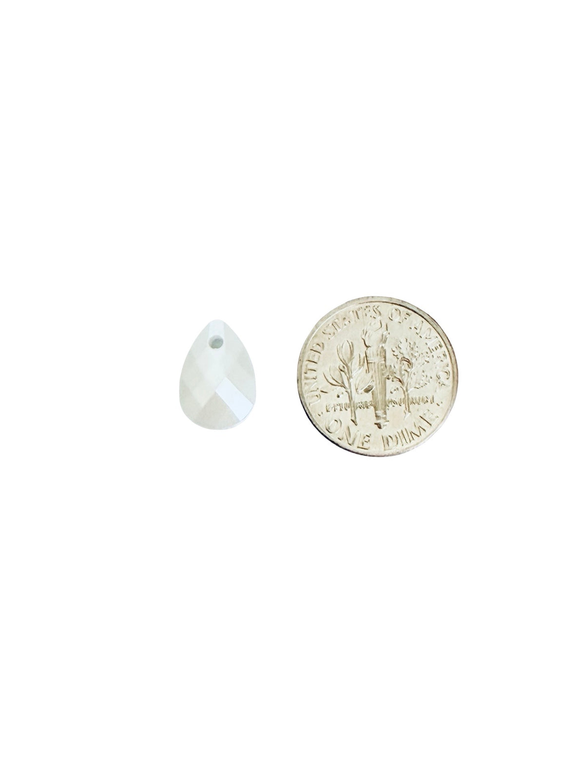 Small Faux Pearl Faceted Flat Pear Shape Pendant • 8mm x 12mm • Teardrop Bead for Jewelry Making
