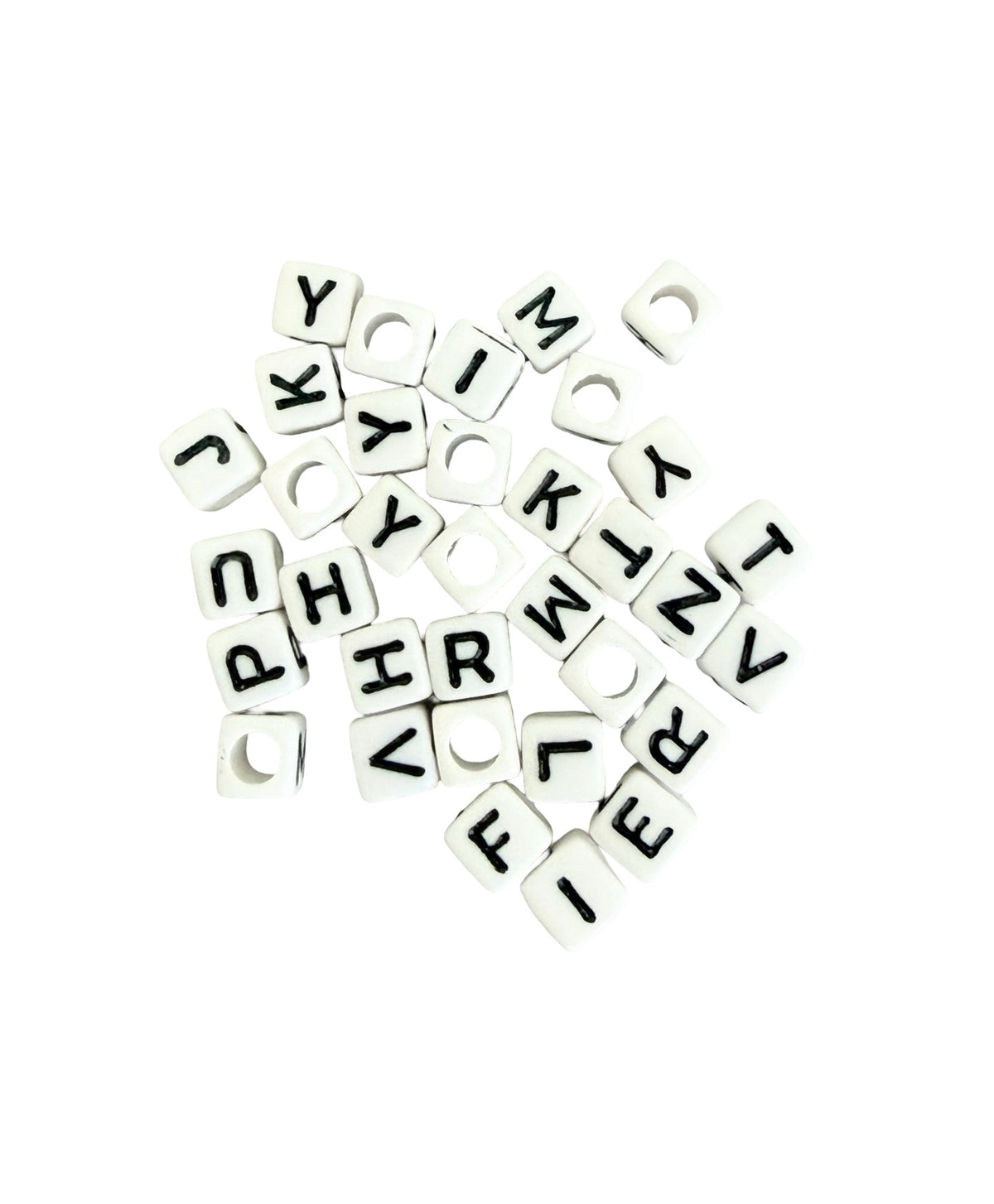 6mm Acrylic Alphabet Letter Beads • A-Z 26-Piece Set • 4-Sided Beads with 4mm Hole