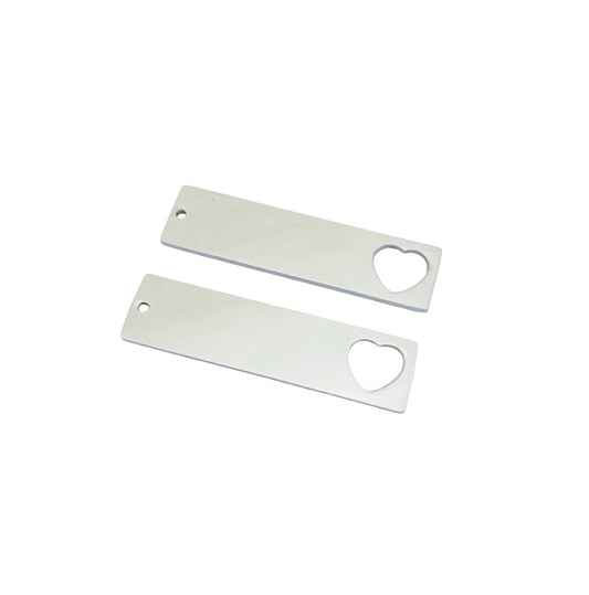 Shiny Stainless Steel Heart Cutout Blank • 13mm x 50mm