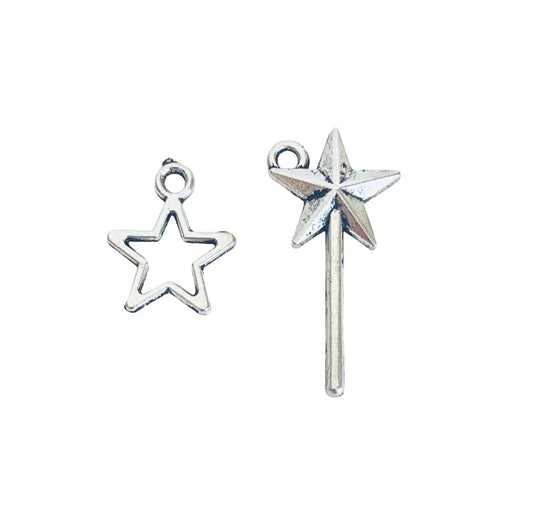Base Metal Star Charms (Star • Magic Wand)