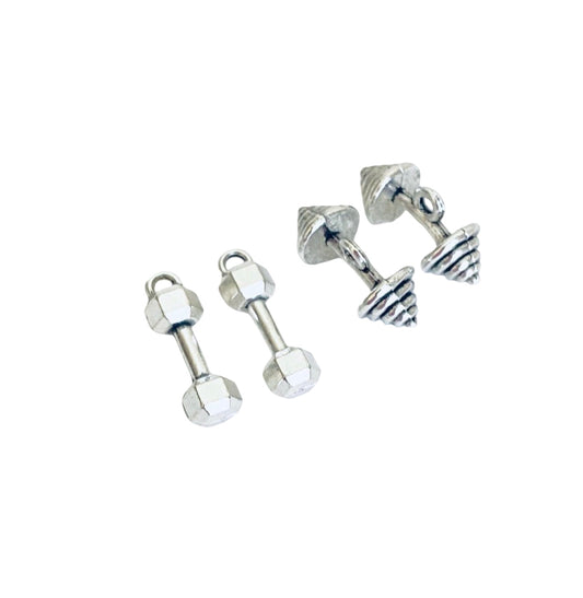 Base Metal Small Dumbbell Charms (Curved Dumbbell • Dumbbell)